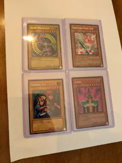 Vintage YUGIOH Cards, Dark Magician, Injection Fairy Lily, Jinzo, Gemini Elf - Image 1