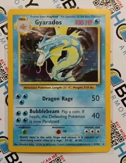 Pokemon TCG Gyarados Holo Base Set 6/102 1999 Water English Card Stock - Image 1
