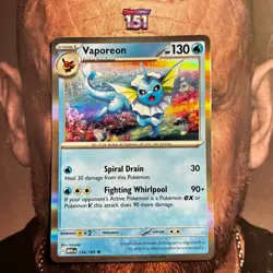 Pokemon 151 Vaporeon 134/165 Holo Rare Card - Image 1