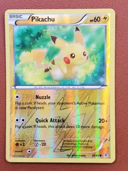 Pikachu 26/83 Generations REVERSE HOLO Pokemon Card 2016 20th Anniversary LP - Image 1