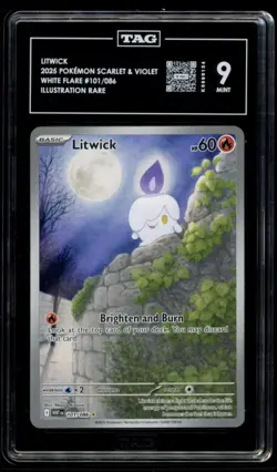 Pokemon TCG Litwick Illustration Rare 101/086 White Flare TAG 9 MINT - Image 1