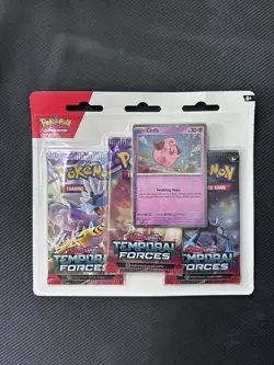 Pokemon Temporal Forces Triple Blister x3 Booster Packs - Cleffa Promo - Image 1