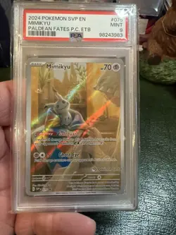 Mimikyu 075 PSA 9 Paldean Fates Pokemon Center Stamp Exclusive - Image 1