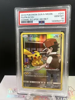 2019 POKEMON SUN & MOON COSMIC ECLIPSE SECRET #241 FULL ART/PIKACHU PSA 10, - Image 3