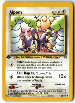 2000 Aipom ⭐ 26/111 1st Edition Uncommon Neo Genesis Pokemon NM/LP - Image 1