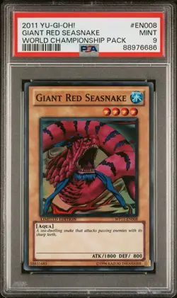 Yugioh PSA 9 Mint 2011 Giant Red Seasnake WP11-EN008 Limited Edition Super Rare - Image 1