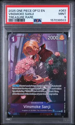 PSA 9 Vinsmoke Sanji OP10-063 Legacy of the Master Treasure Rare Foil EN 2025 - Image 1