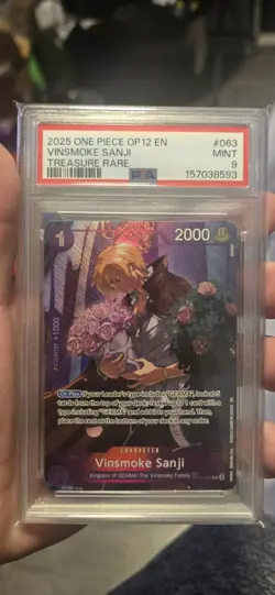 PSA 9 Vinsmoke Sanji OP10-063 Legacy of the Master Treasure Rare Foil EN 2025 - Image 4