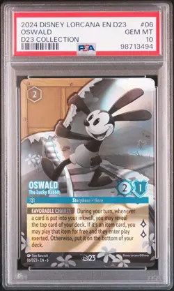 2024 DISNEY LORCANA EN D23-D23 EXPO PROMO #06 OSWALD - THE LUCKY RABBIT PSA 10 - Image 1