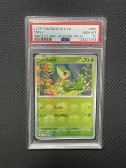 Pokemon TCG S&V Black Bolt: Snivy 001/086 - Masterball PSA 10 ~ Pop 3 - Image 1