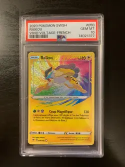 Carte Pokemon : Raikou 050/185 PSA 10 Amazing Rare Voltage Eclatant Francaise - Image 1