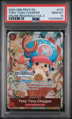Tony Tony Chopper OP01-015 ENGLISH Online Regionals One Piece TCG PSA 10 pop32 - Image 1