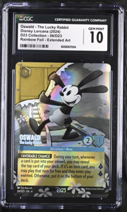 Oswald The Lucky Rabbit Lorcana D23 06/D23 CGC 10 Rainbow Foil Extended Art - Image 1