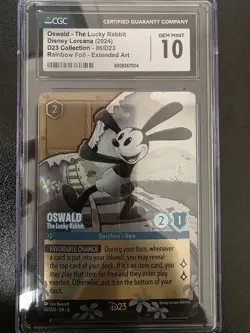 Oswald The Lucky Rabbit Lorcana D23 06/D23 CGC 10 Rainbow Foil Extended Art - Image 2