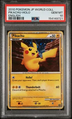 2010 POKEMON JAPANESE WORLD COLLECTION ENGLISH PIKACHU-HOLO PSA 10 - Image 1