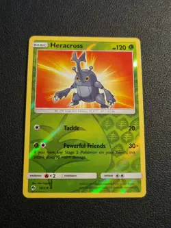 REVERSE HOLO Pokemon Card TCG Sun & Moon Lost Thunder Heracross 18/214 - Image 1
