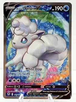 Pokemon Alolan Vulpix V 173/195 Silver Tempest Sword & Shield FULL ART - Image 2