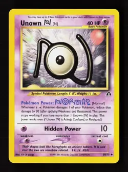 Unown [N] 50/75 Uncommon Neo Discovery Pokemon Unlimited Lightly Played - Image 1