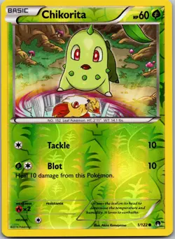 POKEMON CHIKORITA 1/122 COMMON REVERSE HOLO BREAKPOINT NM/M - Image 1