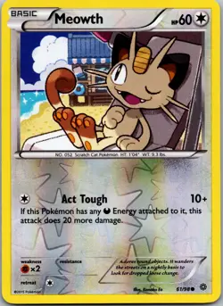 POKEMON MEOWTH 61/98 COMMON REVERSE HOLO ANCIENT ORIGINS NM/M - Image 1