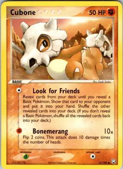 Cubone 51/109 Common Team Rocket Returns Pokemon Damaged - Image 1