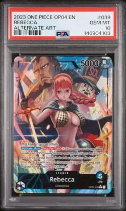 PSA 10 2023 ONE PIECE OP04 KINGDOMS OF INTRIGUE 039 REBECCA ALTERNATE ART - Image 1