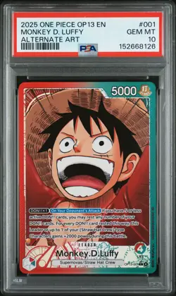 2025 ONE PIECE OP13-CARRYING ON HIS WILL ALTERNATE ART MONKEY D. LUFFY PSA 10 - Image 1