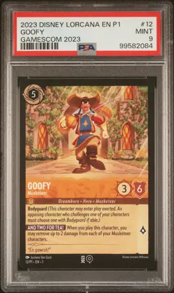 2023 DISNEY LORCANA EN P1-PROMO GAMESCOM 2023 #12 GOOFY - MUSKETEER PSA 9 - Image 1