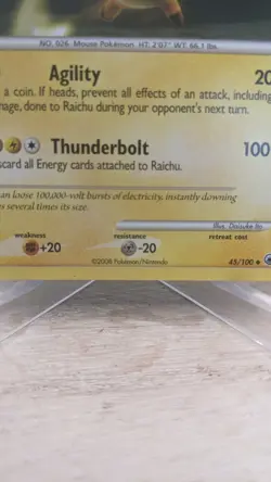 2008 Pokemon TCG Raichu Majestic Dawn 45/100 Diamond & Pearl Uncommon Card - LP - Image 3