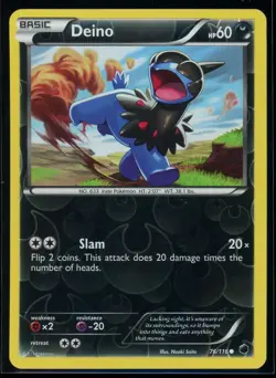 2013 Black & White - Plasma Freeze Deino Reverse Holo Pokemon Card #76 - Image 1