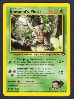 Giovanni's Pinsir 24/132 Rare LMP Pokemon Card HQ Scan Card 1 Bottom LeftCrease - Image 1
