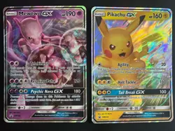 Pokemon TCG Jumbo Promos - Mewtwo GX SM196 + Pikachu GX SM232 2 Cards - Image 1