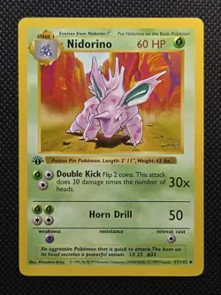 NIDORINO Pokemon Card - WOTC - 1st Edition - Base Set 37/102 - NM - Image 3