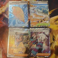 Pokemon Chaos Rising Full Art 4 card Lot: Surfing Beach, Emma, Ice cream, Roxie - Image 1