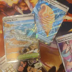 Pokemon Chaos Rising Full Art 4 card Lot: Surfing Beach, Emma, Ice cream, Roxie - Image 3