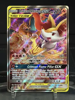 Charizard & Braixen GX SM230 TAG TEAM Promo Holo Pokemon Card English - Image 1