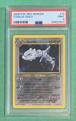 Pokemon TCG Steelix Neo Genesis Holo Rare Unlimited #15/111 PSA 9 MINT W/SWIRL - Image 1