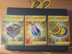 Pokemon 3x Gold Secret Rare Textured Lot: Box of Disaster, Memory, Telescopic - Image 1