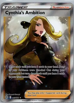 Pokemon Cynthia's Ambition (Full Art) 169/172 Swsh09: Brilliant Stars Holo NM - Image 1