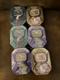 Lot of 6 Triple Whammy Collector Sealed Tin Set Pokemon TCG (18 Booster Packs) - Image 1