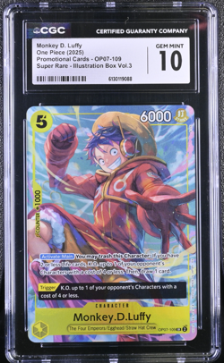 Monkey.D.Luffy Super Rare Promo OP07-109 Illustration Box One Piece CGC 10 - Image 1