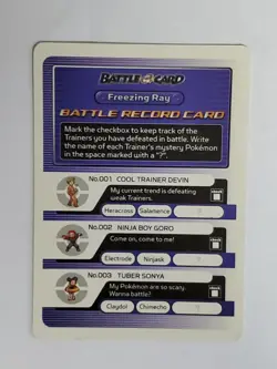 Pokemon E Reader Ruby 2003 Battle Record Card - Freezing Ray - Image 1