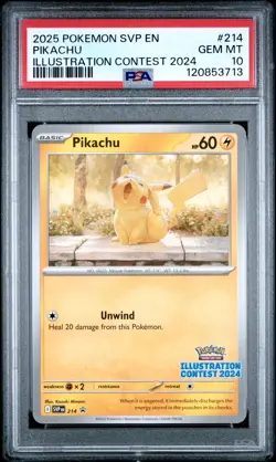 2025 POKEMON SVP EN-SV BLACK STAR PROMO ILLUSTRATION CONTEST 2024 PIKACHU PSA 10 - Image 1