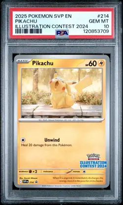 2025 POKEMON SVP EN-SV BLACK STAR PROMO ILLUSTRATION CONTEST 2024 PIKACHU PSA 10 - Image 1