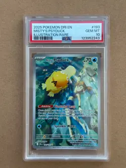 2025 POKEMON DESTINED RIVALS ILLUSTRATION RARE MISTY'S PSYDUCK #193 PSA 10 - Image 1