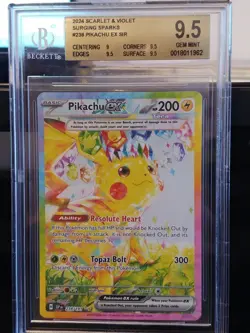 2024 Pokemon Scarlet Violet Surging Sparks #238 Pikachu EX BGS 9.5 GEM MINT - Image 1