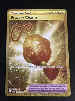 Bravery Charm 175/142 Pokemon Stellar Crown Gold Hyper Rare Holo Near Mint - Image 1