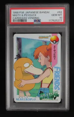 PSA 10 Pokemon Card Misty & Psyduck #62 Japanese Bandai Carddass Vending 1998 - Image 1