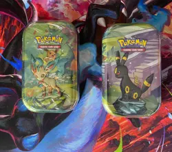 Pokemon Prismatic Evolutions Mini Tins X2 Umbreon & Leafeon SEALED - Image 1
