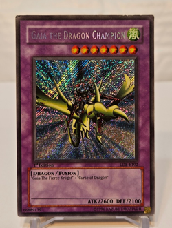 Gaia the Dragon Champion LOB-E102 Secret Rare 1st Edition EURO Yugioh 982 - Image 1